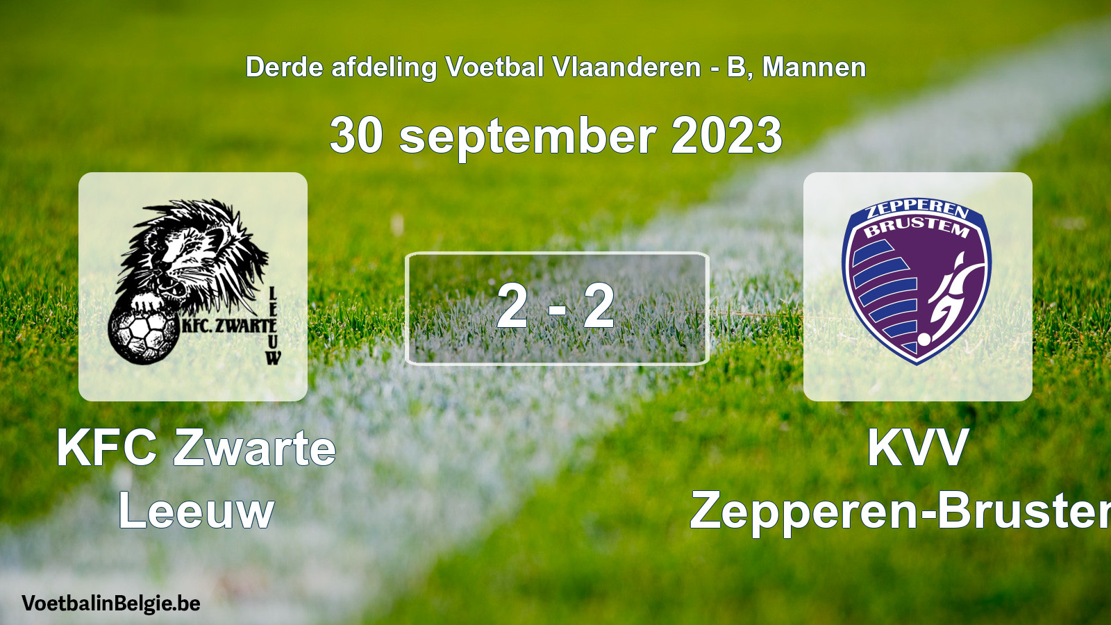 Gespeelde wedstrijd mannenvoetbal: KFC Zwarte Leeuw - KVV Zepperen-Brustem 2 - 2 (30 september 2023)