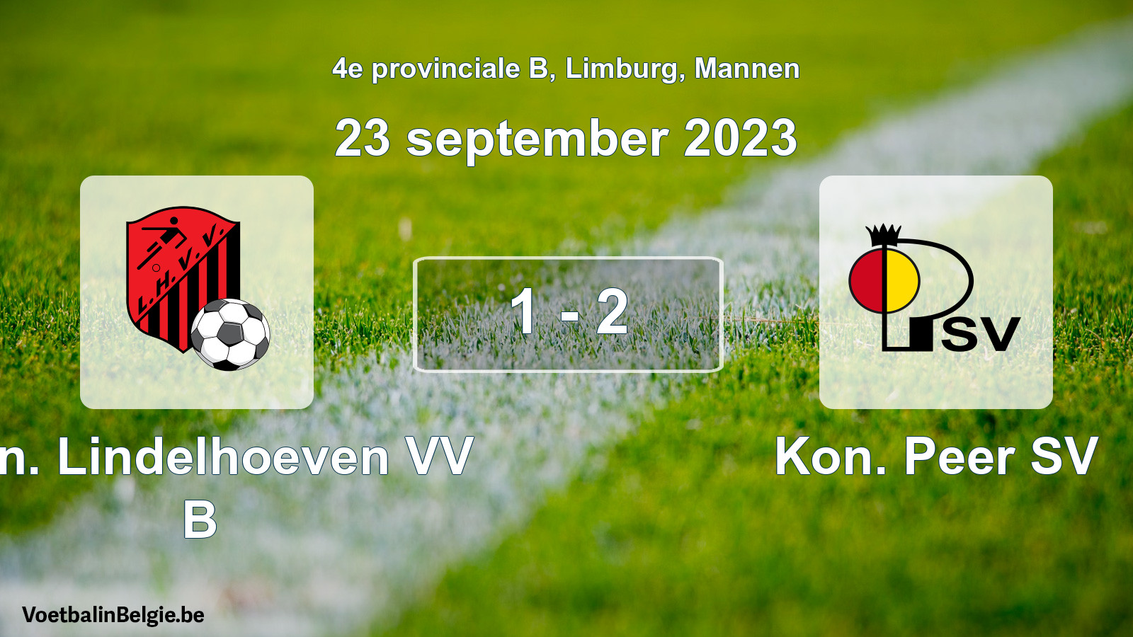Gespeelde wedstrijd mannenvoetbal: Kon. Lindelhoeven VV B - Kon. Peer SV 1 - 2 (23 september 2023)
