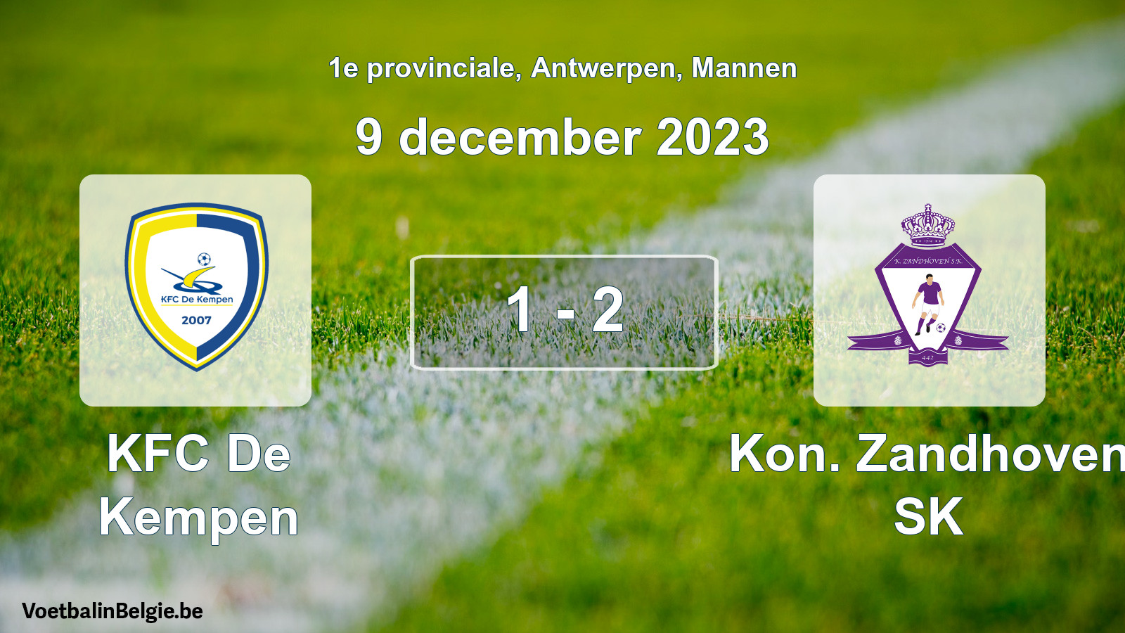 Gespeelde wedstrijd mannenvoetbal: KFC De Kempen - Kon. Zandhoven SK 1 - 2 (9 december 2023)