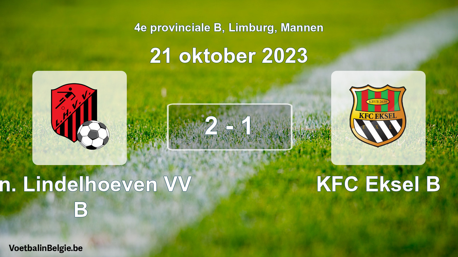 Gespeelde wedstrijd mannenvoetbal: Kon. Lindelhoeven VV B - KFC Eksel B 2 - 1 (21 oktober 2023)