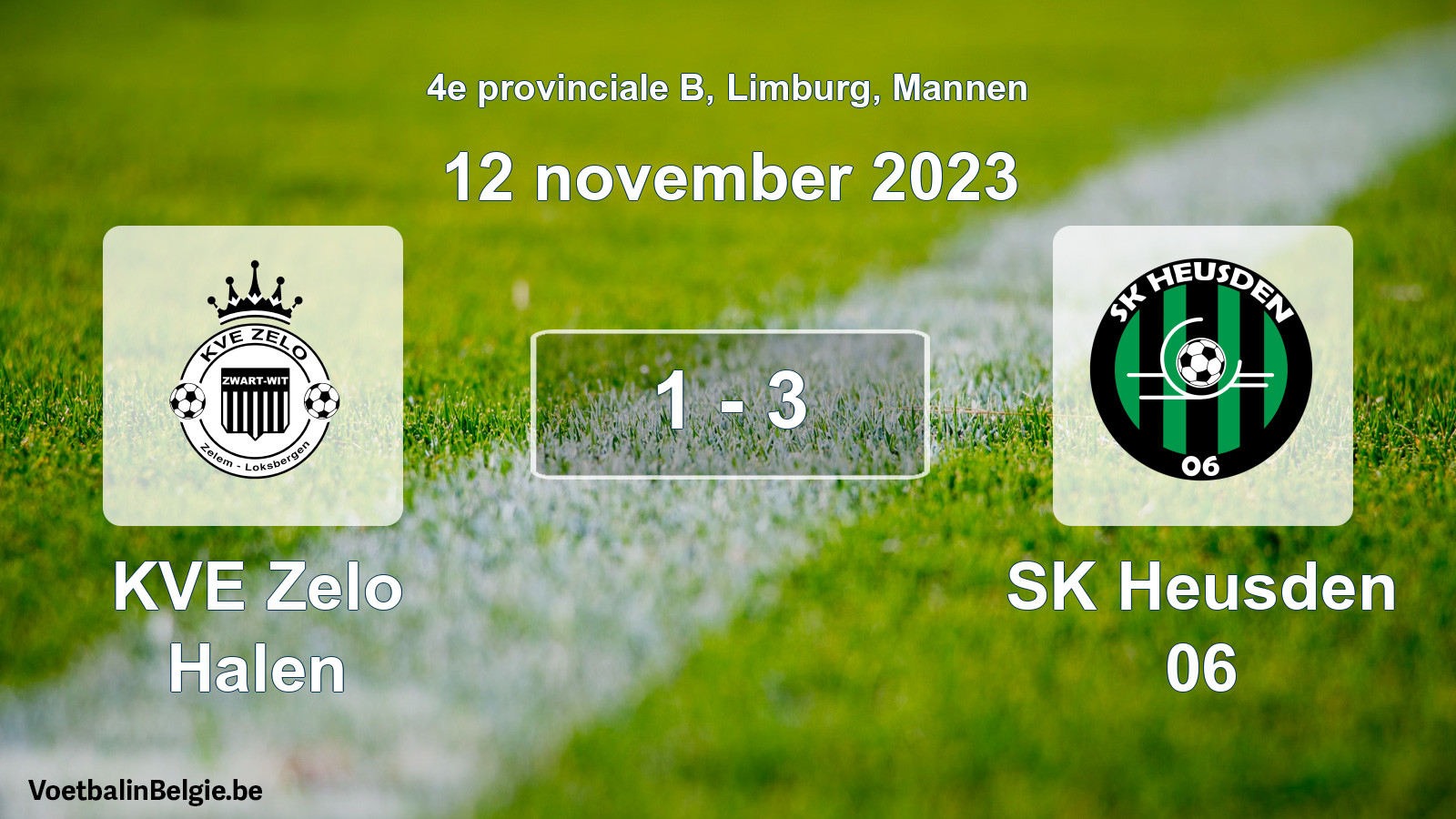 Played match men football: KVE Zelo Halen - SK Heusden 06 1 - 3 (12 November 2023)