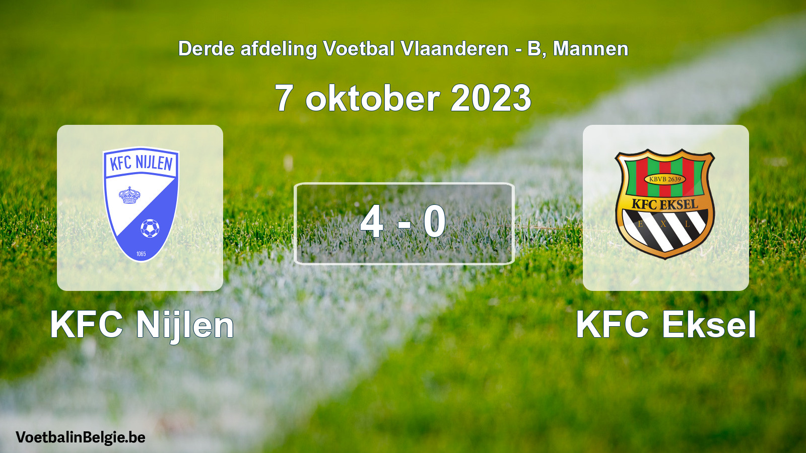 Gespeelde wedstrijd mannenvoetbal: KFC Nijlen - KFC Eksel 4 - 0 (7 oktober 2023)