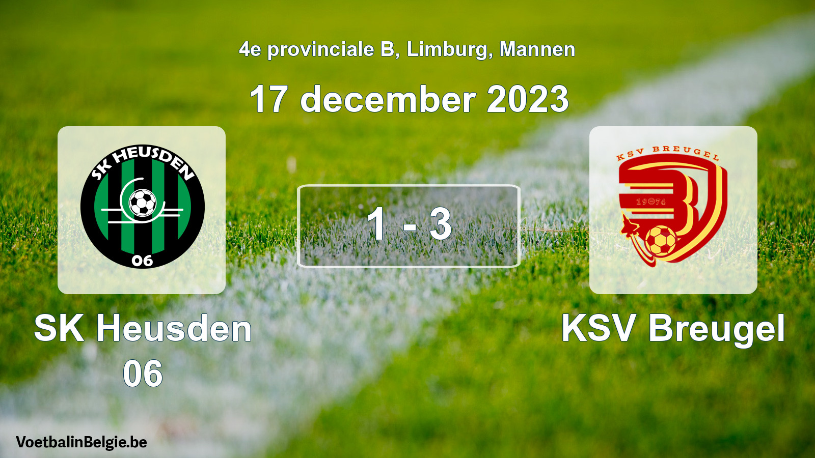 Gespeelde wedstrijd mannenvoetbal: SK Heusden 06 - KSV Breugel 1 - 3 (17 december 2023)
