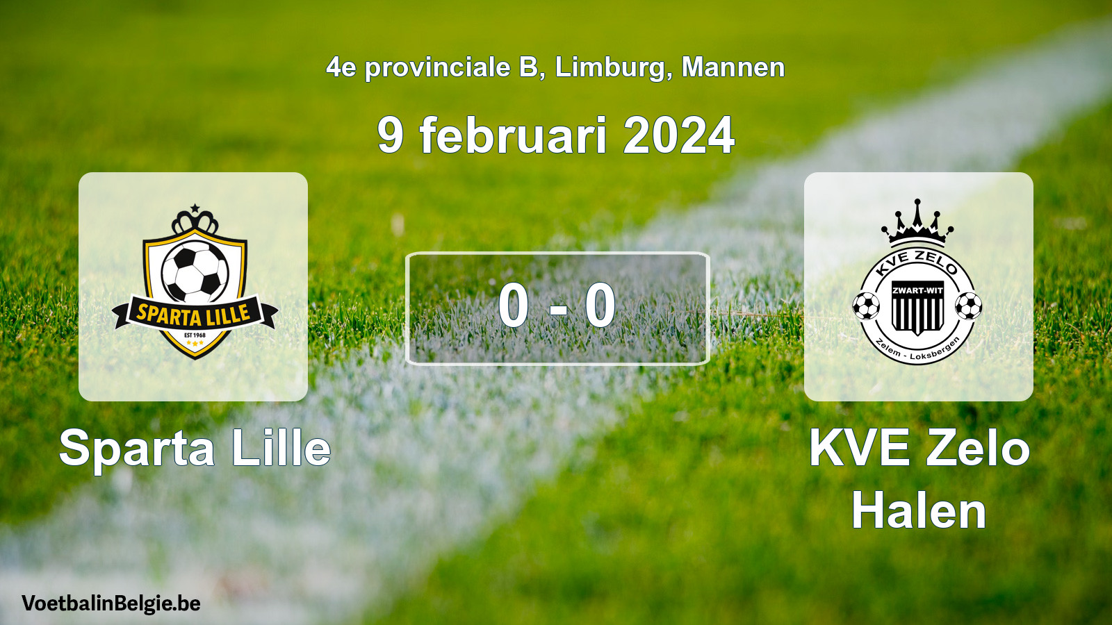 Gespeelde wedstrijd mannenvoetbal: Sparta Lille - KVE Zelo Halen 0 - 0 (9 februari 2024)