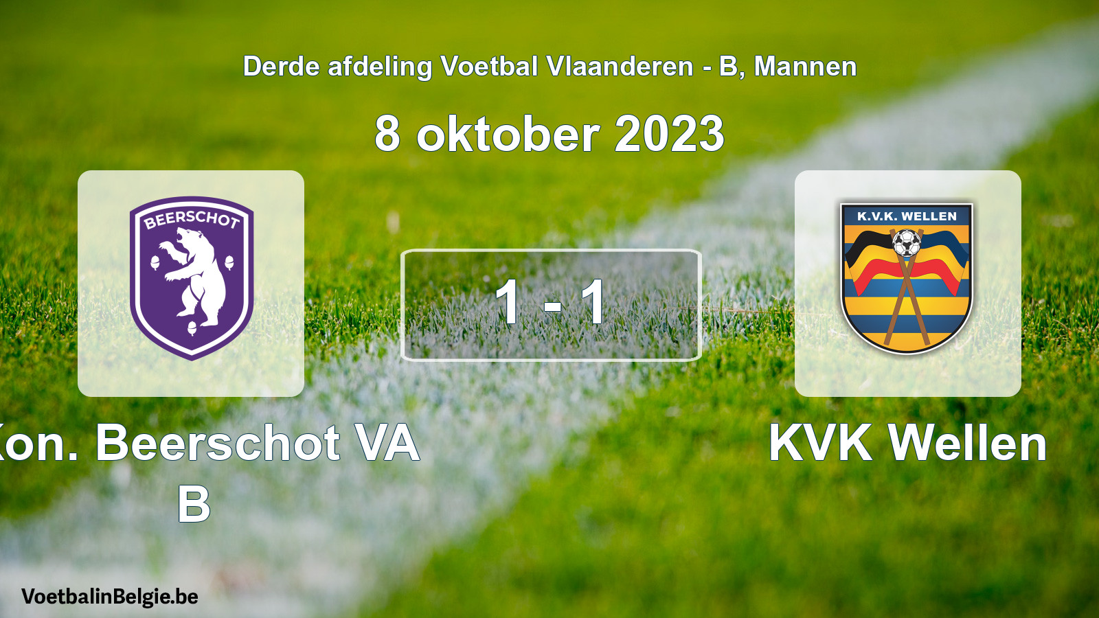 Gespeelde wedstrijd mannenvoetbal: Kon. Beerschot VA B - KVK Wellen 1 - 1 (8 oktober 2023)