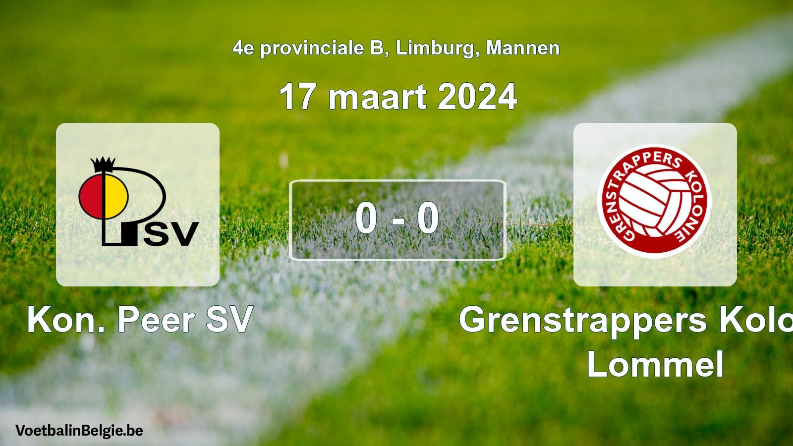 Gespeelde wedstrijd mannenvoetbal: Kon. Peer SV - Grenstrappers Kolonie Lommel 0 - 0 (17 maart 2024)