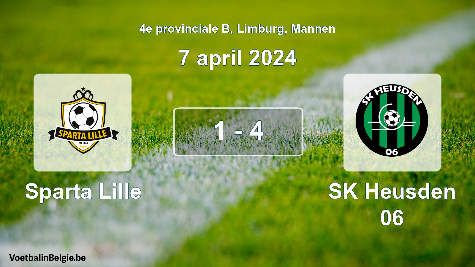 Gespeelde wedstrijd mannenvoetbal: Sparta Lille - SK Heusden 06 1 - 4 (7 april 2024)