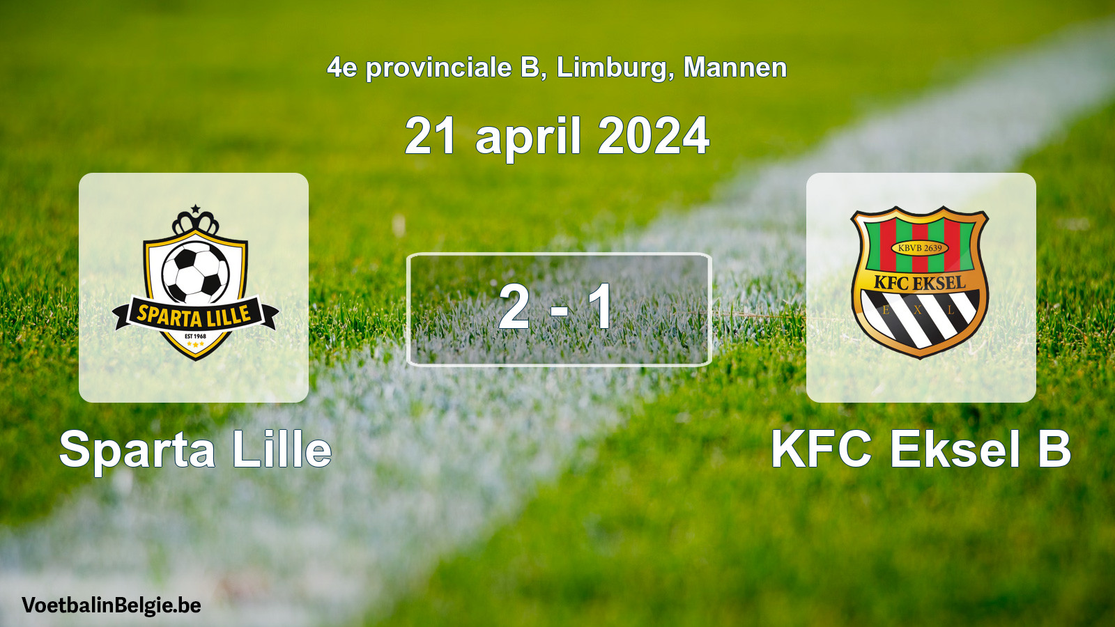 Gespeelde wedstrijd mannenvoetbal: Sparta Lille - KFC Eksel B 2 - 1 (21 april 2024)