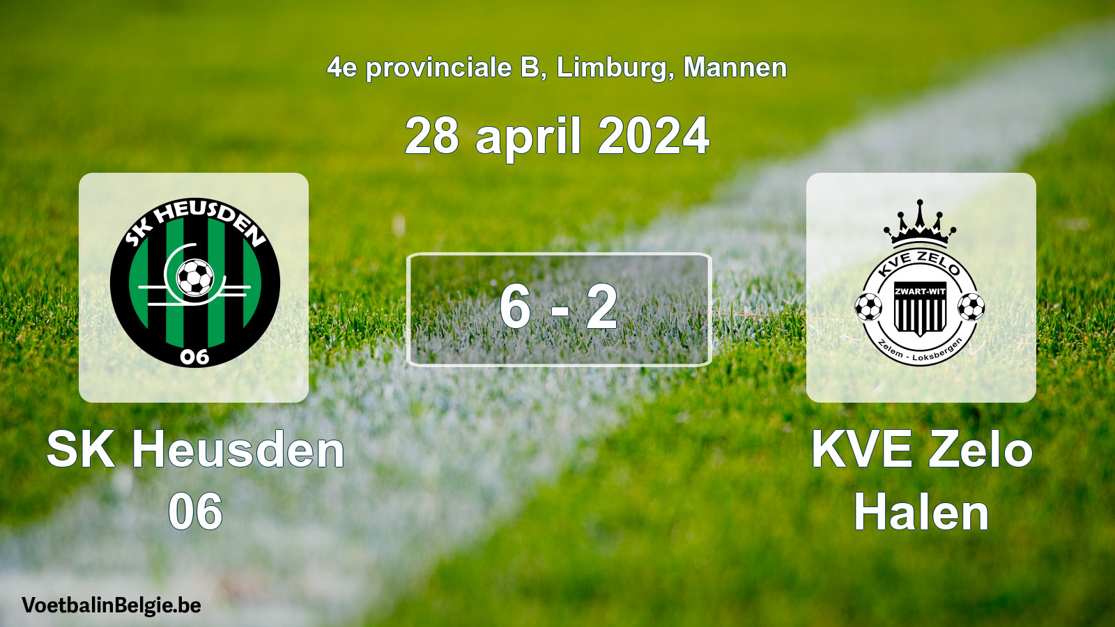 Played match men football: SK Heusden 06 - KVE Zelo Halen 6 - 2 (28 April 2024)