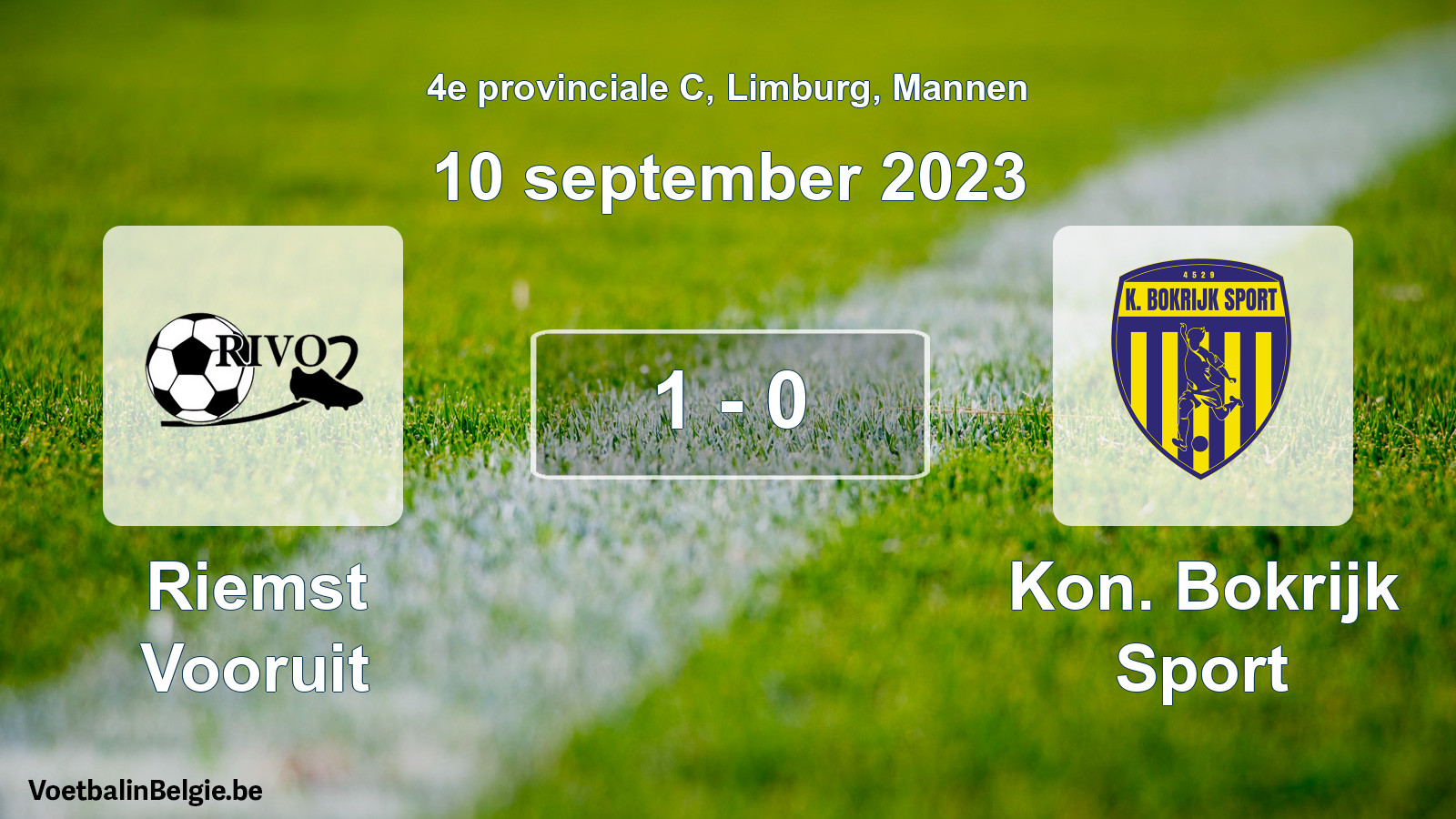 Gespeelde wedstrijd mannenvoetbal: Riemst Vooruit - Kon. Bokrijk Sport 1 - 0 (10 september 2023)
