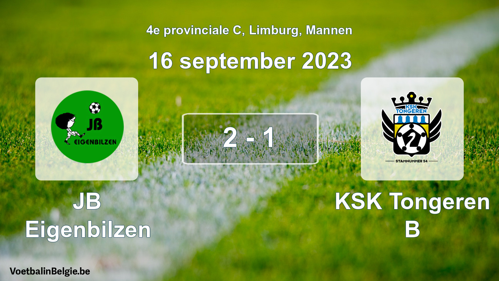 Gespeelde wedstrijd mannenvoetbal: JB Eigenbilzen - KSK Tongeren B 2 - 1 (16 september 2023)