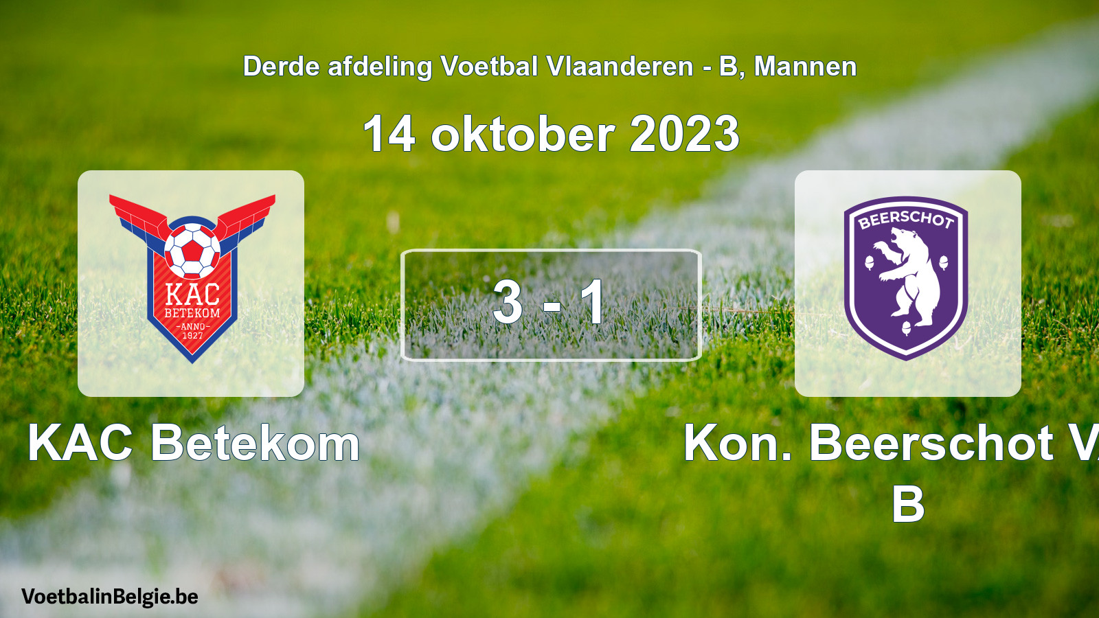 Gespeelde wedstrijd mannenvoetbal: KAC Betekom - Kon. Beerschot VA B 3 - 1 (14 oktober 2023)