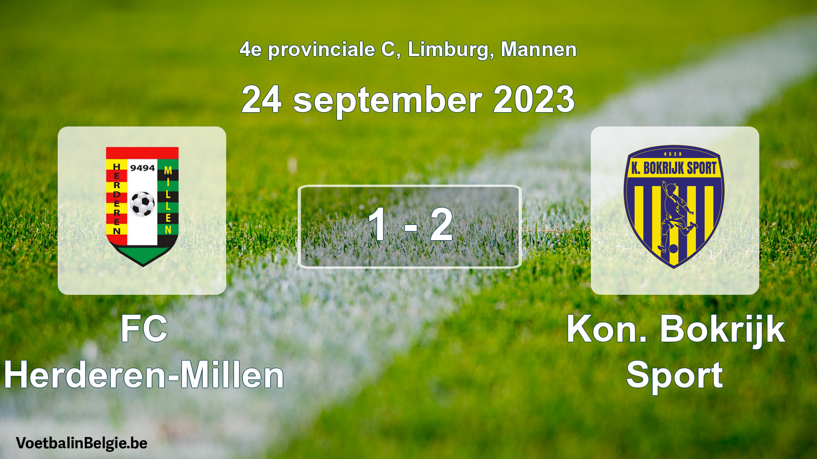 Gespeelde wedstrijd mannenvoetbal: FC Herderen-Millen - Kon. Bokrijk Sport 1 - 2 (24 september 2023)