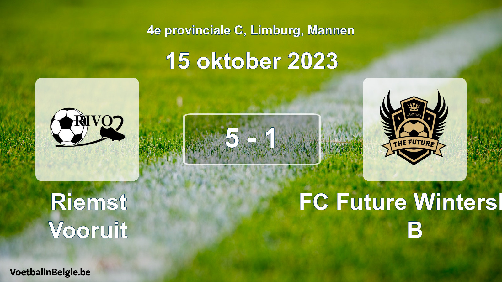 Gespeelde wedstrijd mannenvoetbal: Riemst Vooruit - FC Future Winterslag B 5 - 1 (15 oktober 2023)