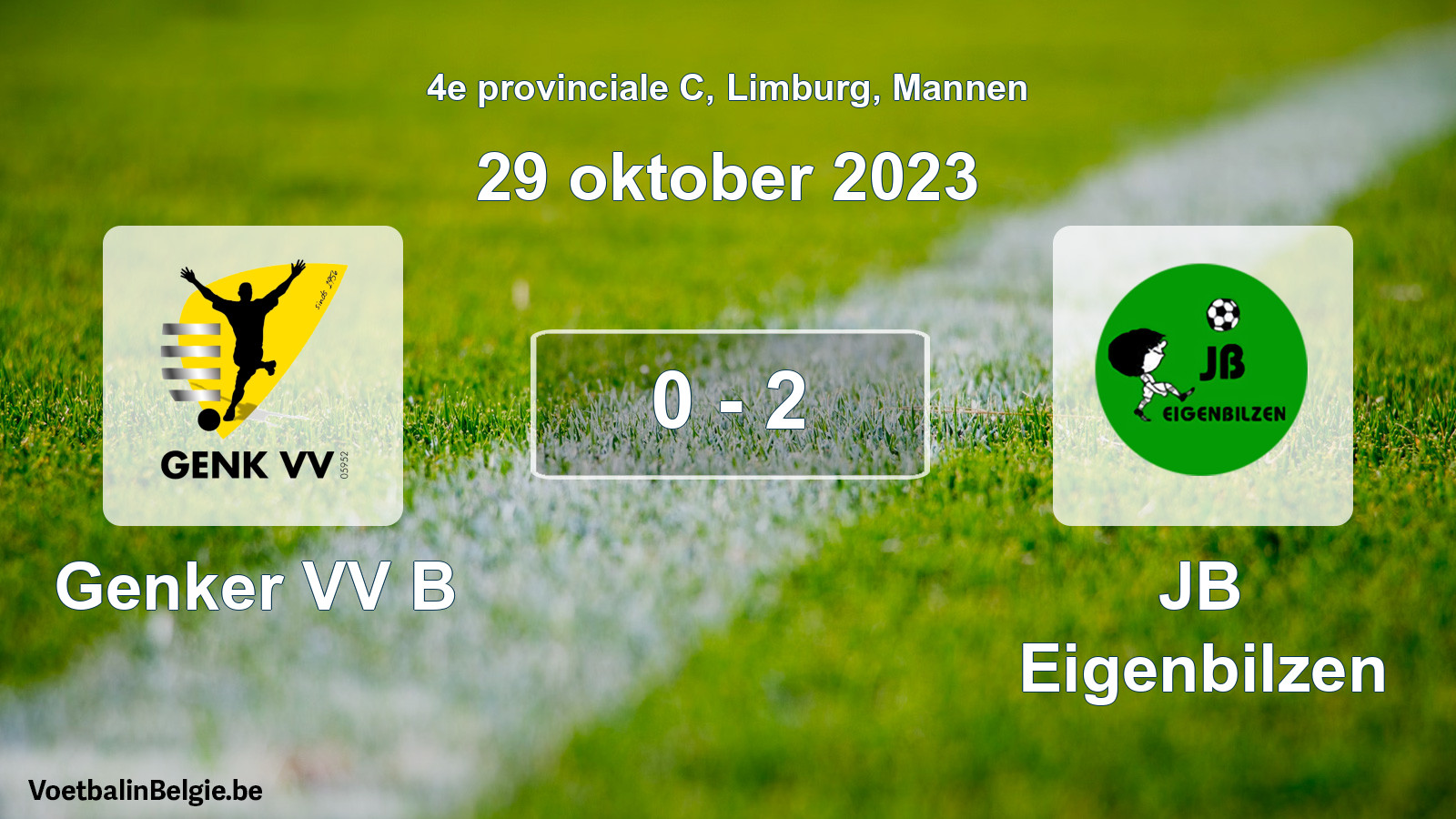 Gespeelde wedstrijd mannenvoetbal: Genker VV B - JB Eigenbilzen 0 - 2 (29 oktober 2023)