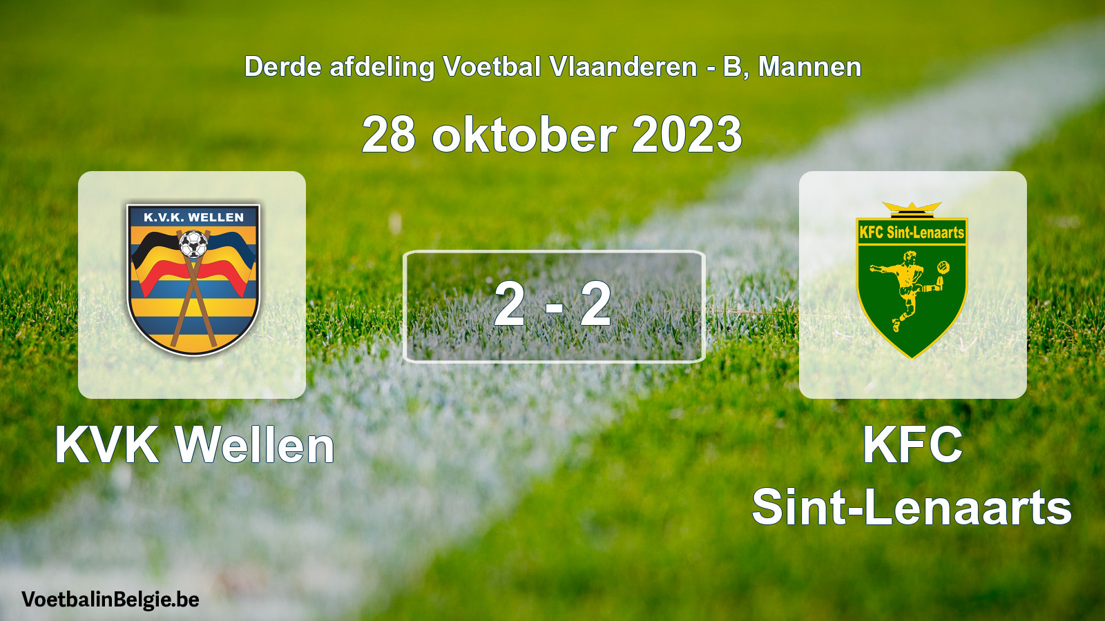 Gespeelde wedstrijd mannenvoetbal: KVK Wellen - KFC Sint-Lenaarts 2 - 2 (28 oktober 2023)
