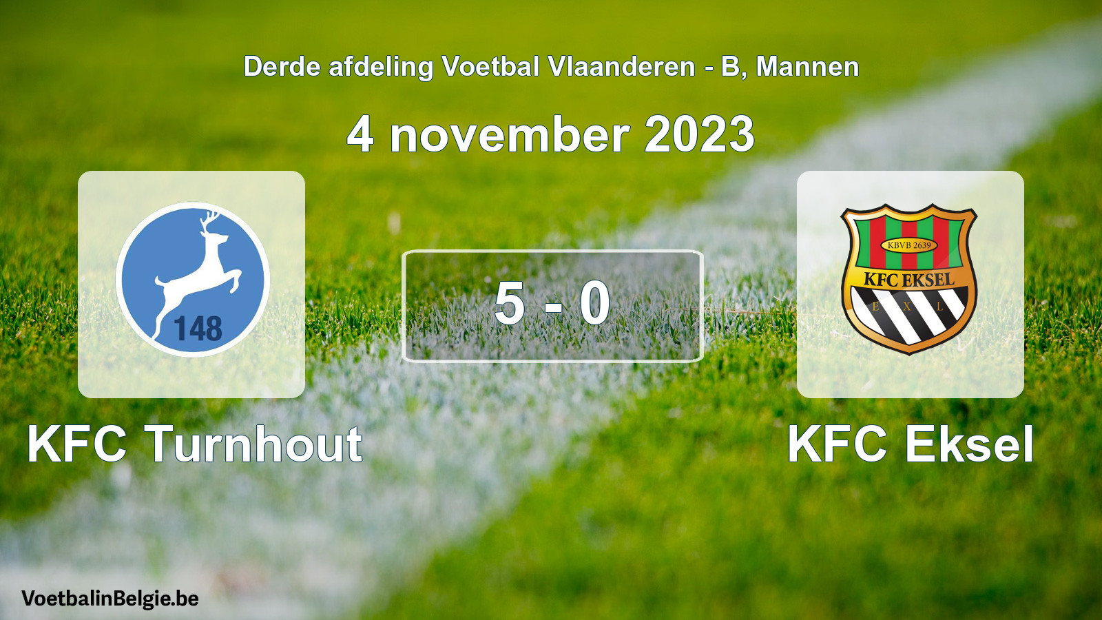 Gespeelde wedstrijd mannenvoetbal: KFC Turnhout - KFC Eksel 5 - 0 (4 november 2023)