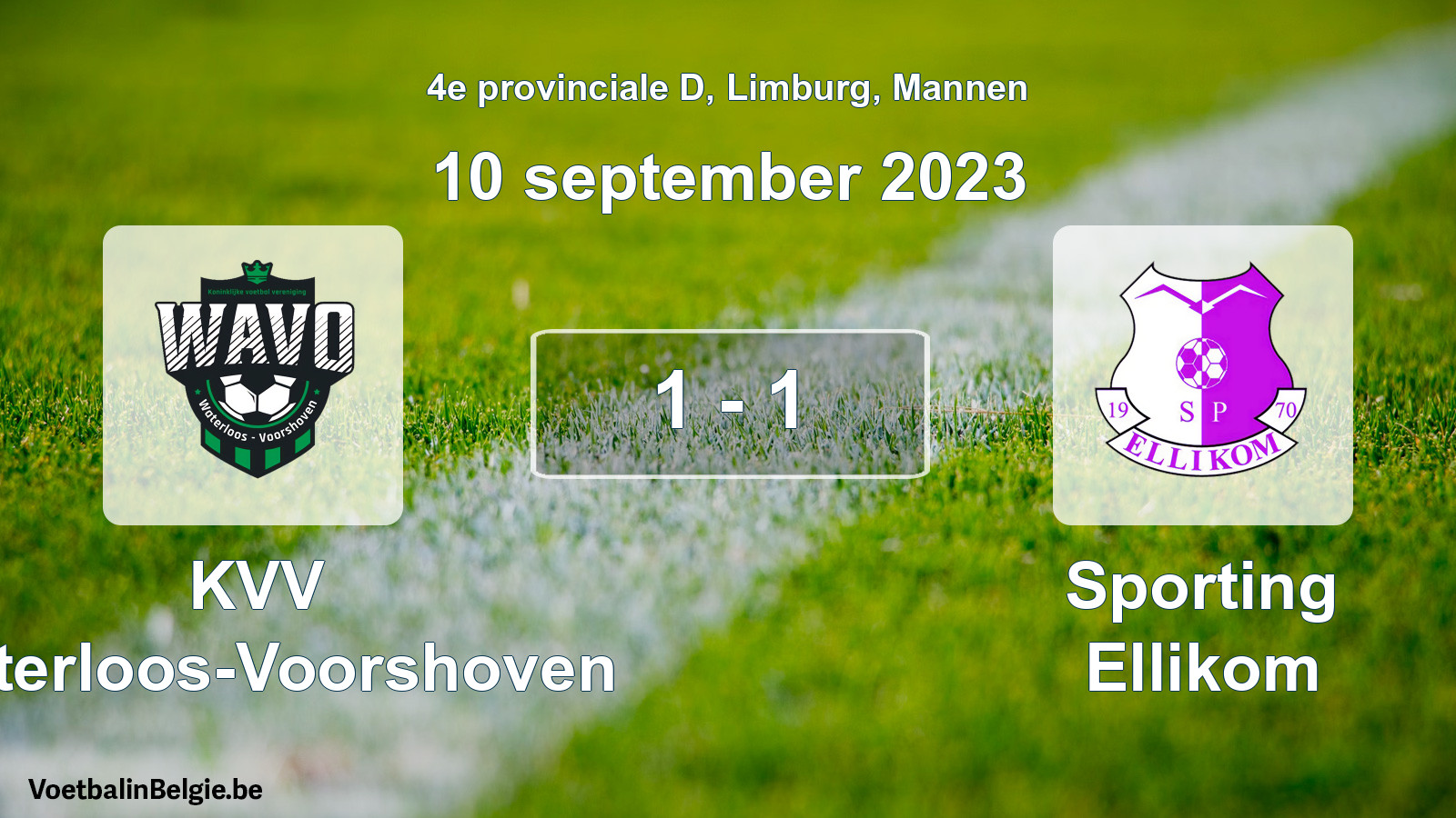 Gespeelde wedstrijd mannenvoetbal: KVV Waterloos-Voorshoven - Sporting Ellikom 1 - 1 (10 september 2023)