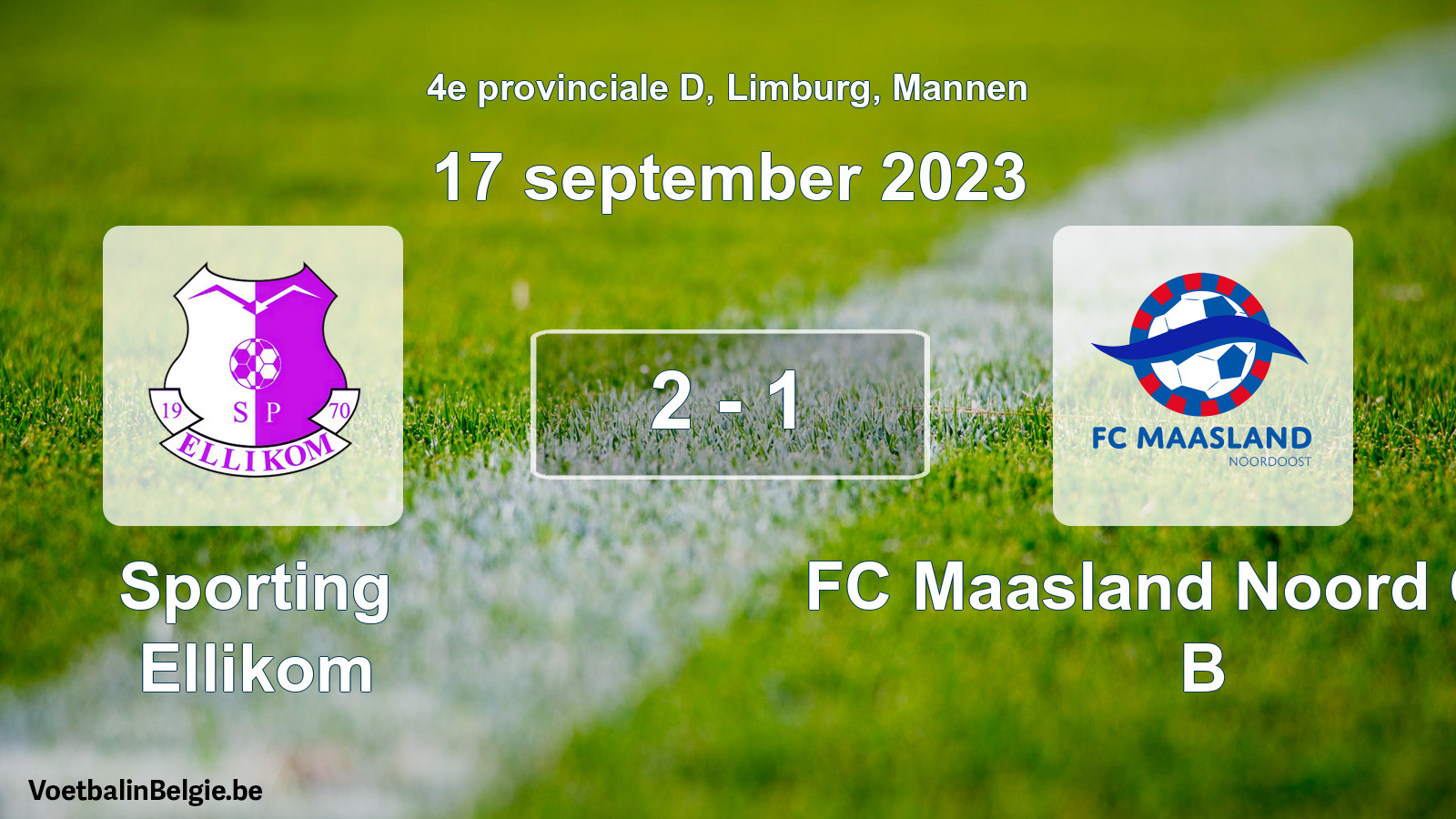 Played match men football: Sporting Ellikom - FC Maasland Noord Oost B 2 - 1 (17 September 2023)