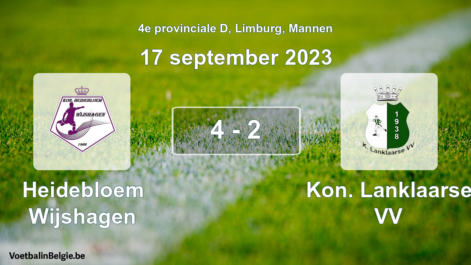 Played match men football: Heidebloem Wijshagen - Kon. Lanklaarse VV 4 - 2 (17 September 2023)