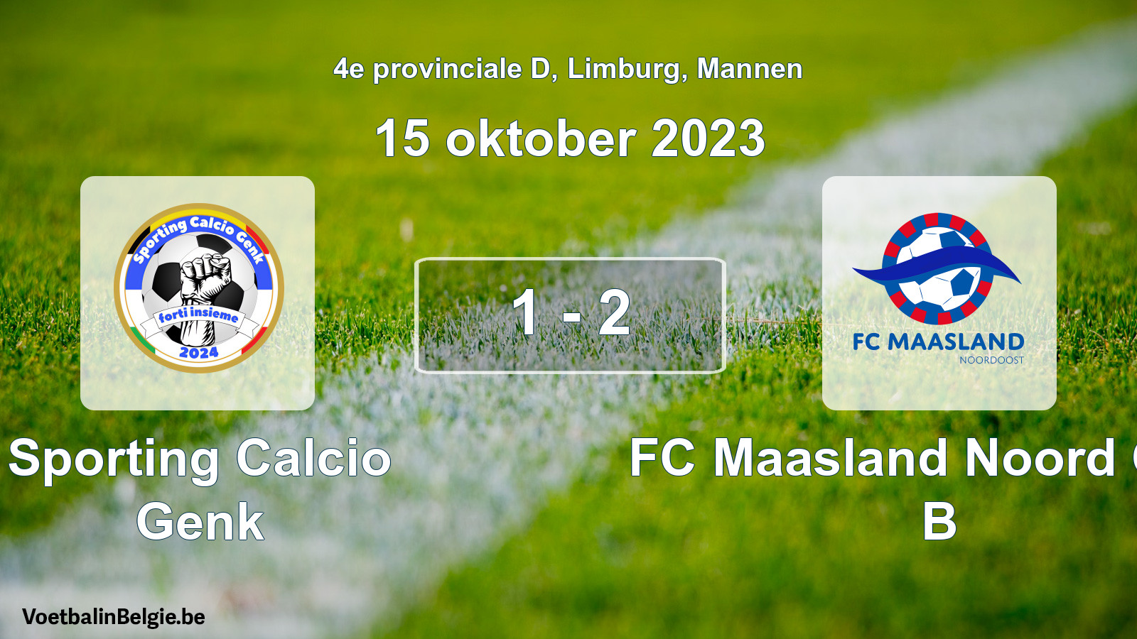 Gespeelde wedstrijd mannenvoetbal: Sporting Calcio Genk - FC Maasland Noord Oost B 1 - 2 (15 oktober 2023)