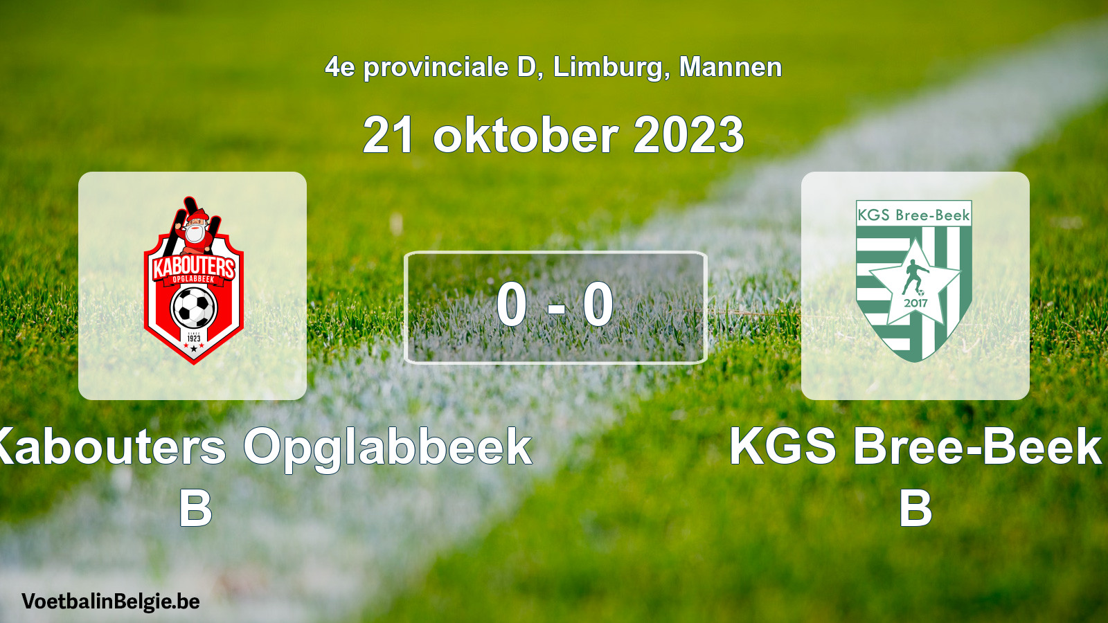 Gespeelde wedstrijd mannenvoetbal: KFC Kabouters Opglabbeek B - KGS Bree-Beek B 0 - 0 (21 oktober 2023)
