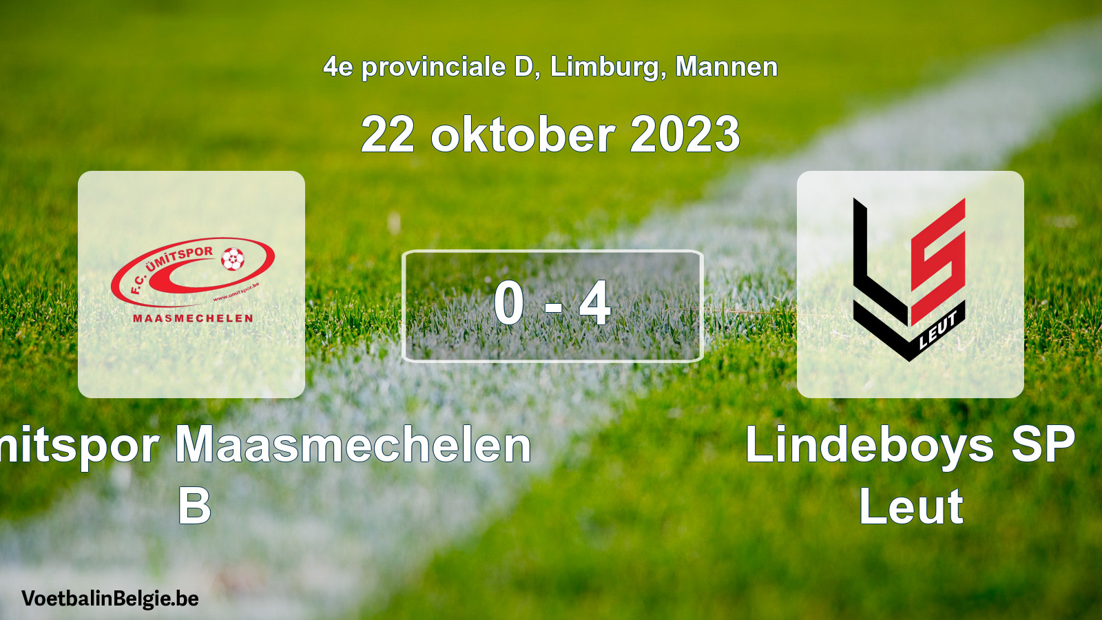 Gespeelde wedstrijd mannenvoetbal: FC Ümitspor Maasmechelen B - Lindeboys SP Leut 0 - 4 (22 oktober 2023)
