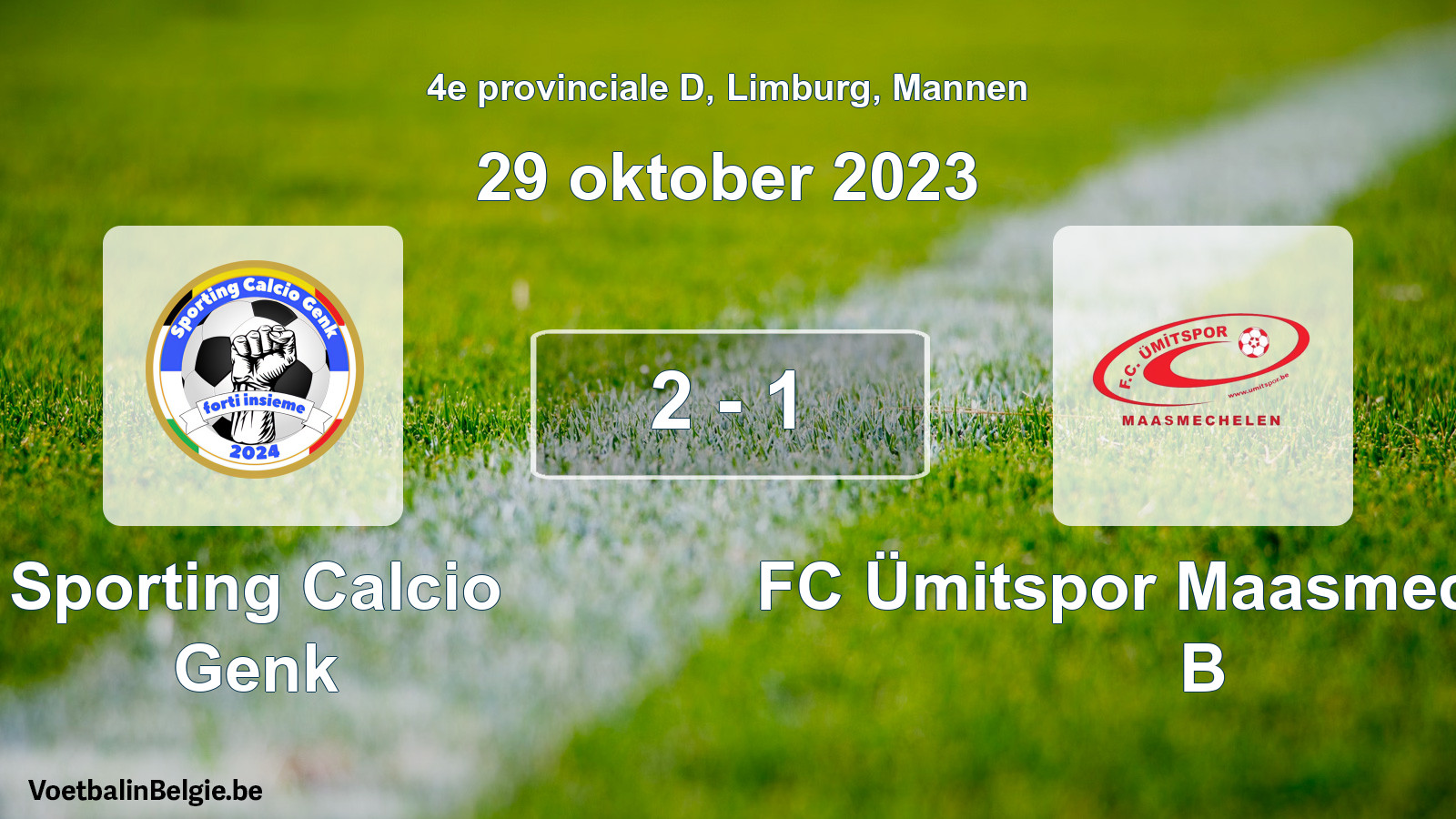 Gespeelde wedstrijd mannenvoetbal: Sporting Calcio Genk - FC Ümitspor Maasmechelen B 2 - 1 (29 oktober 2023)