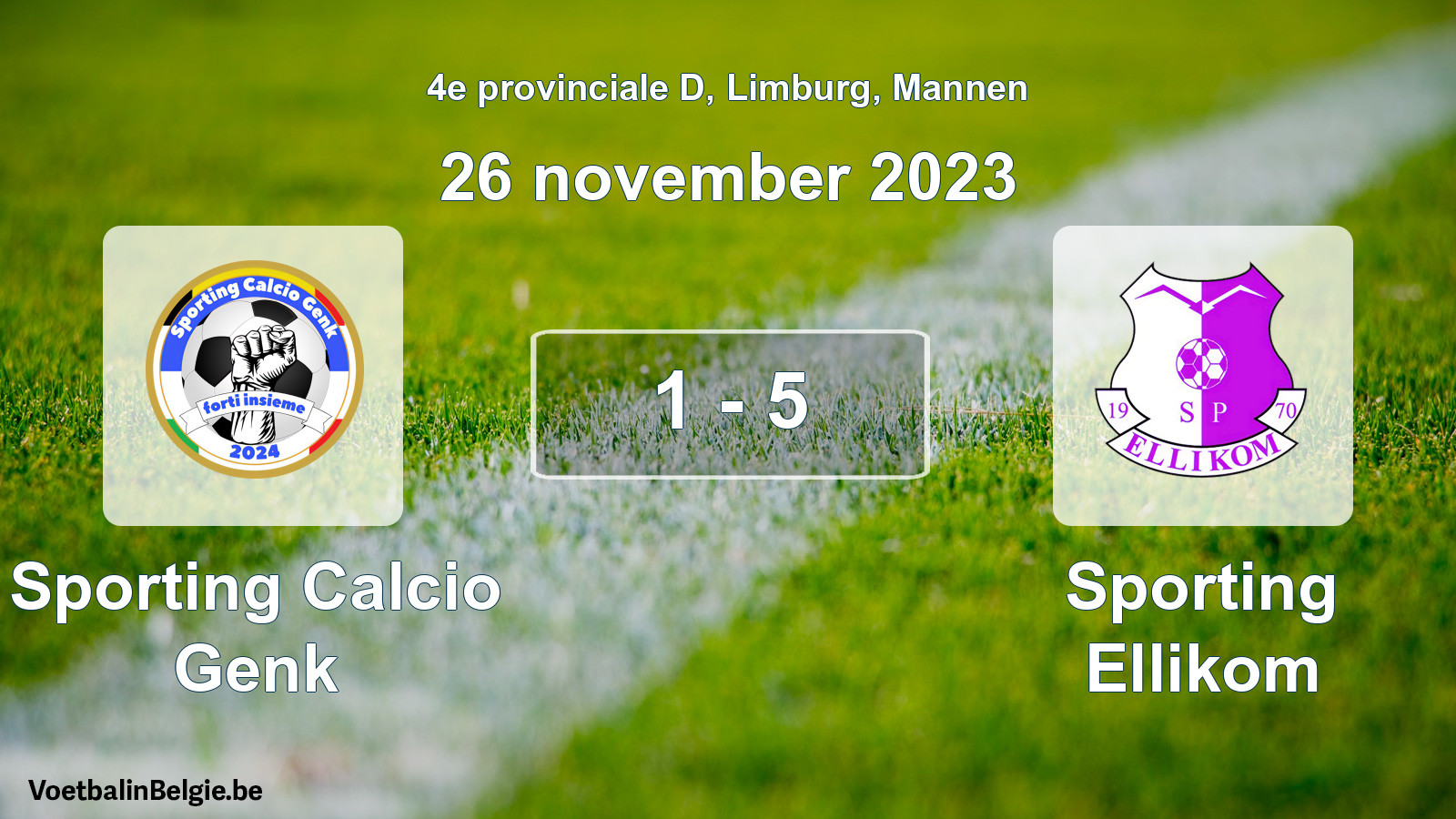Gespeelde wedstrijd mannenvoetbal: Sporting Calcio Genk - Sporting Ellikom 1 - 5 (26 november 2023)