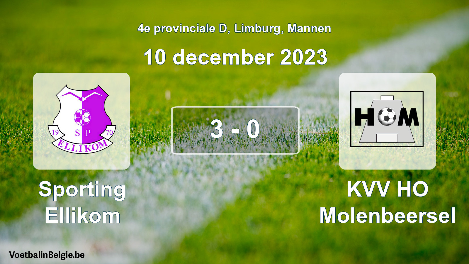 Played match men football: Sporting Ellikom - KVV HO Molenbeersel 3 - 0 (10 December 2023)