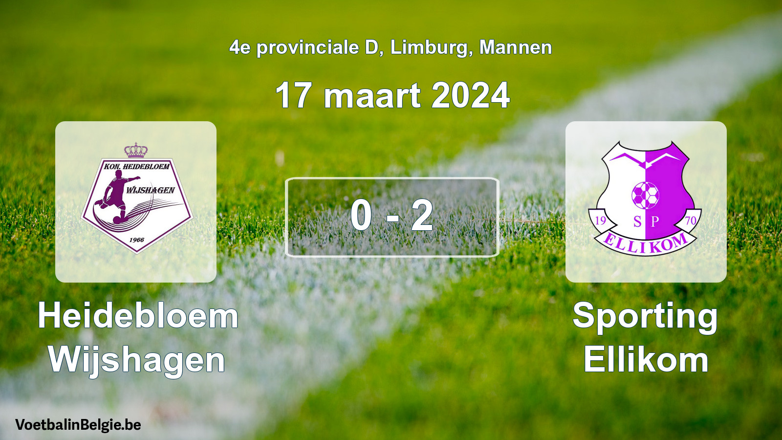Gespeelde wedstrijd mannenvoetbal: Heidebloem Wijshagen - Sporting Ellikom 0 - 2 (17 maart 2024)
