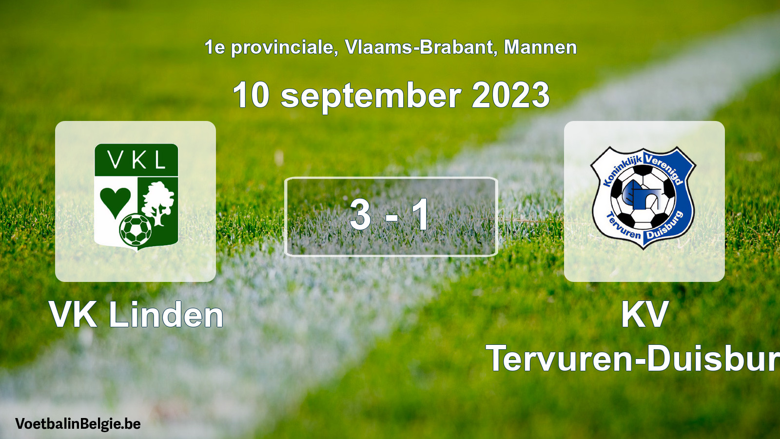 Gespeelde wedstrijd mannenvoetbal: VK Linden - KV Tervuren-Duisburg 3 - 1 (10 september 2023)