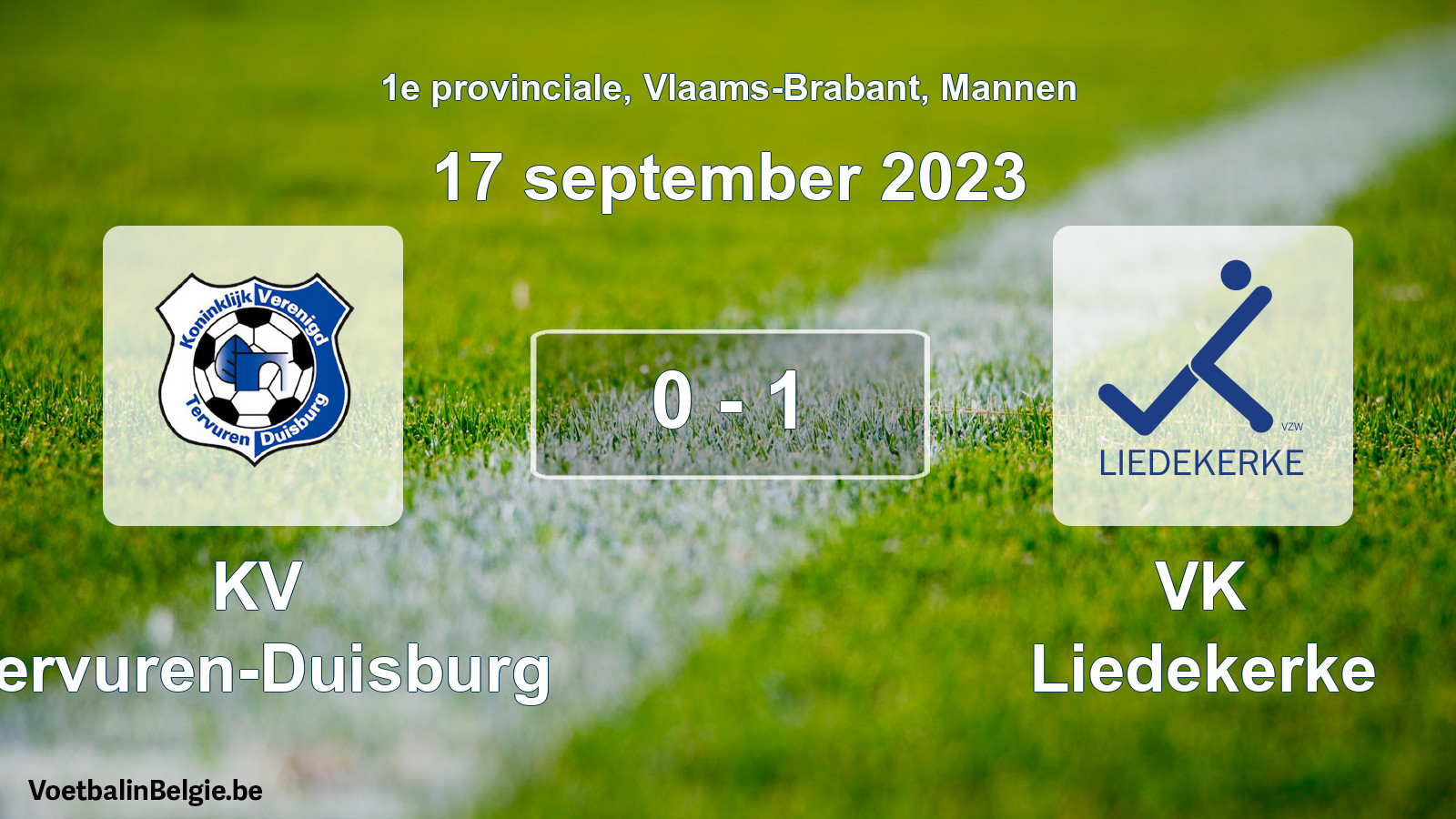 Gespeelde wedstrijd mannenvoetbal: KV Tervuren-Duisburg - VK Liedekerke 0 - 1 (17 september 2023)