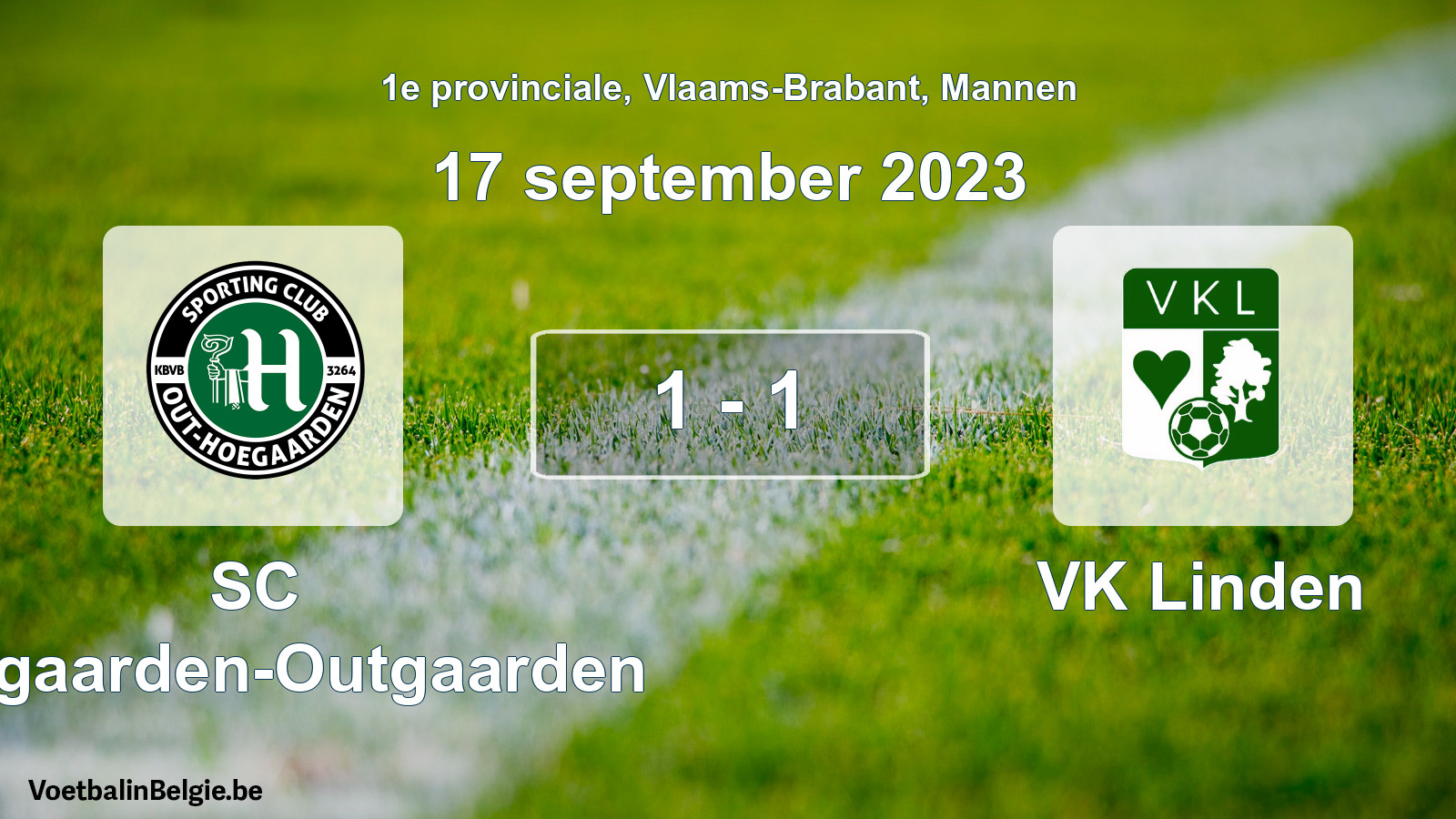 Gespeelde wedstrijd mannenvoetbal: SC Hoegaarden-Outgaarden - VK Linden 1 - 1 (17 september 2023)