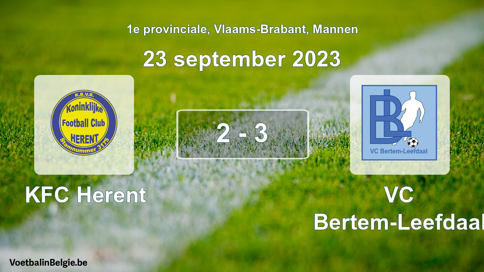 Gespeelde wedstrijd mannenvoetbal: KFC Herent - VC Bertem-Leefdaal 2 - 3 (23 september 2023)