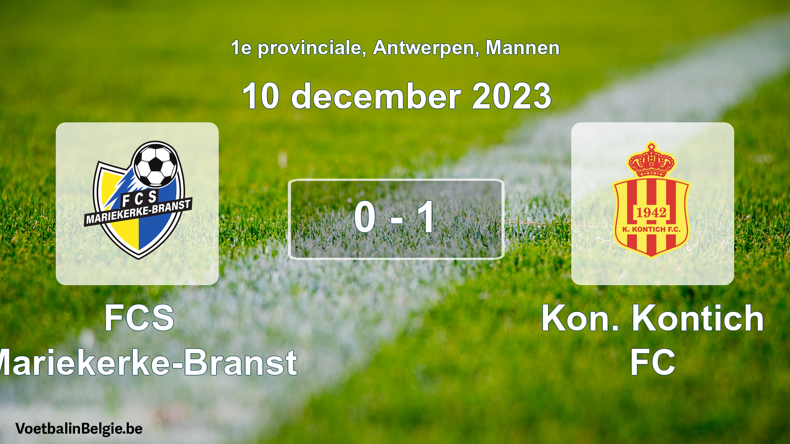 Gespeelde wedstrijd mannenvoetbal: FCS Mariekerke-Branst - Kon. Kontich FC 0 - 1 (10 december 2023)