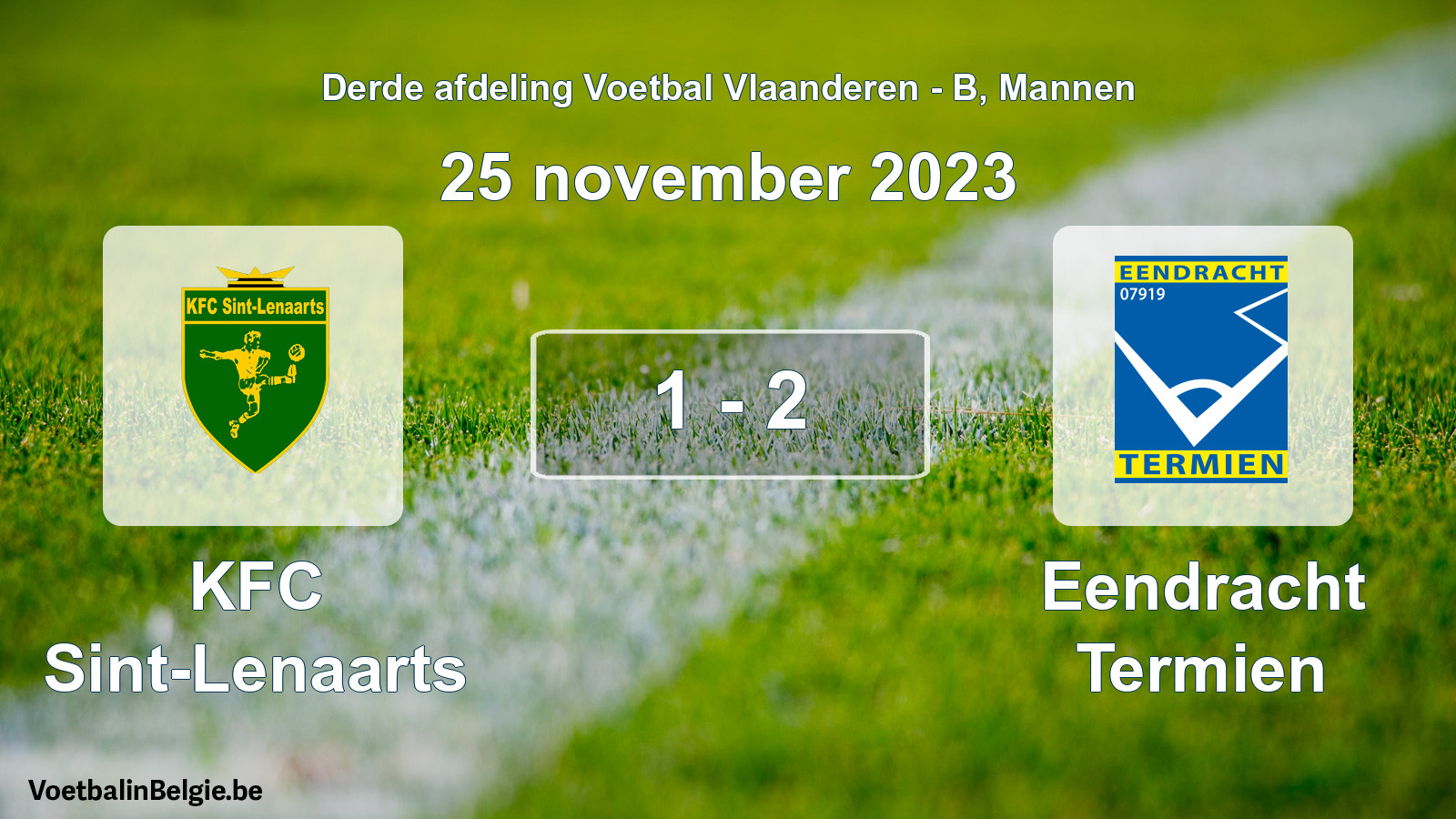 Gespeelde wedstrijd mannenvoetbal: KFC Sint-Lenaarts - Eendracht Termien 1 - 2 (25 november 2023)