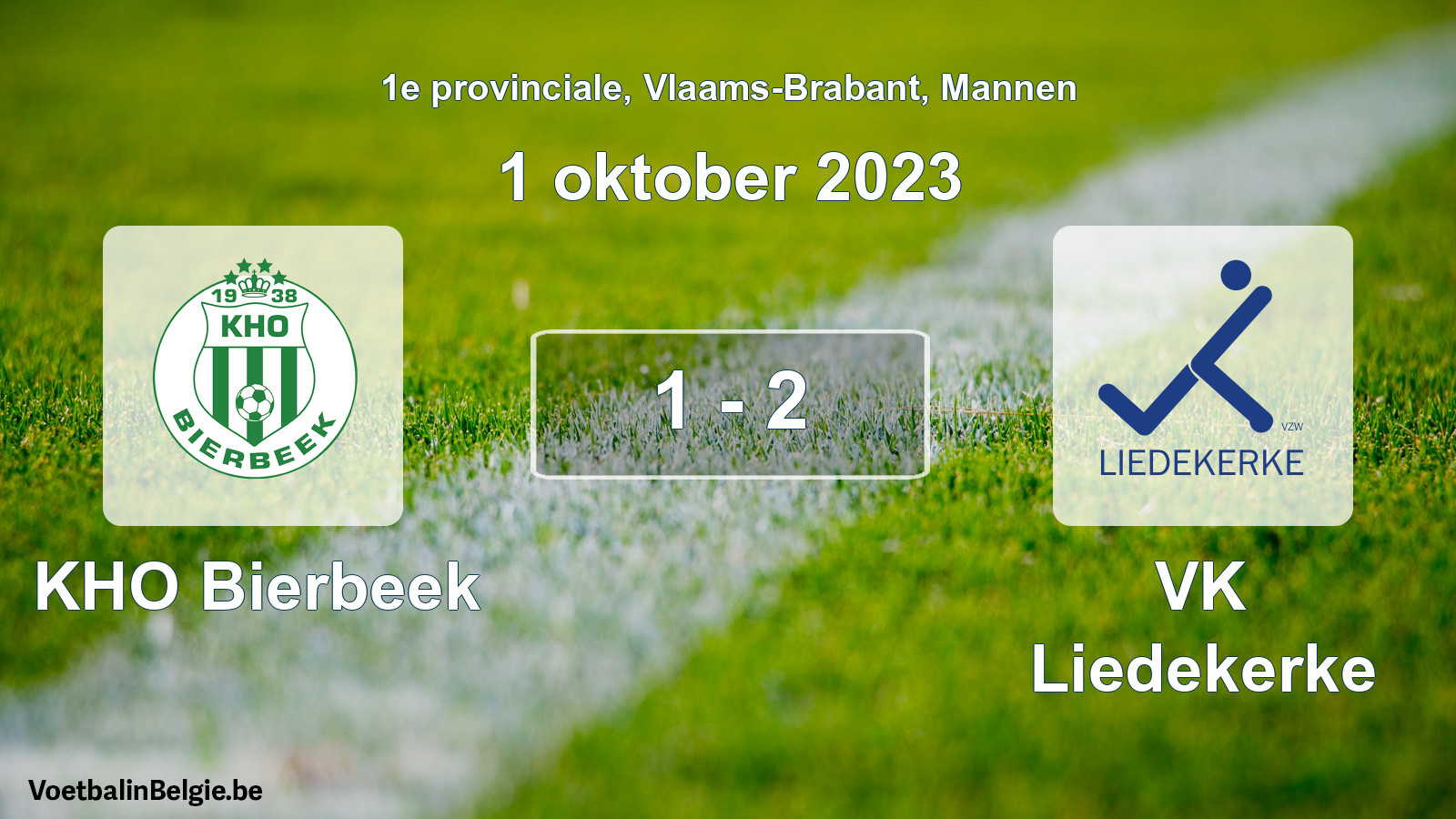 Gespeelde wedstrijd mannenvoetbal: KHO Bierbeek - VK Liedekerke 1 - 2 (1 oktober 2023)