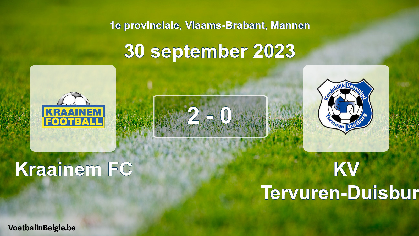 Gespeelde wedstrijd mannenvoetbal: Kraainem FC - KV Tervuren-Duisburg 2 - 0 (30 september 2023)