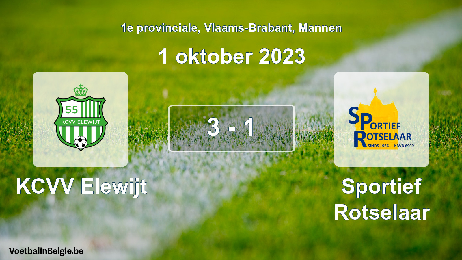 Gespeelde wedstrijd mannenvoetbal: KCVV Elewijt - Sportief Rotselaar 3 - 1 (1 oktober 2023)