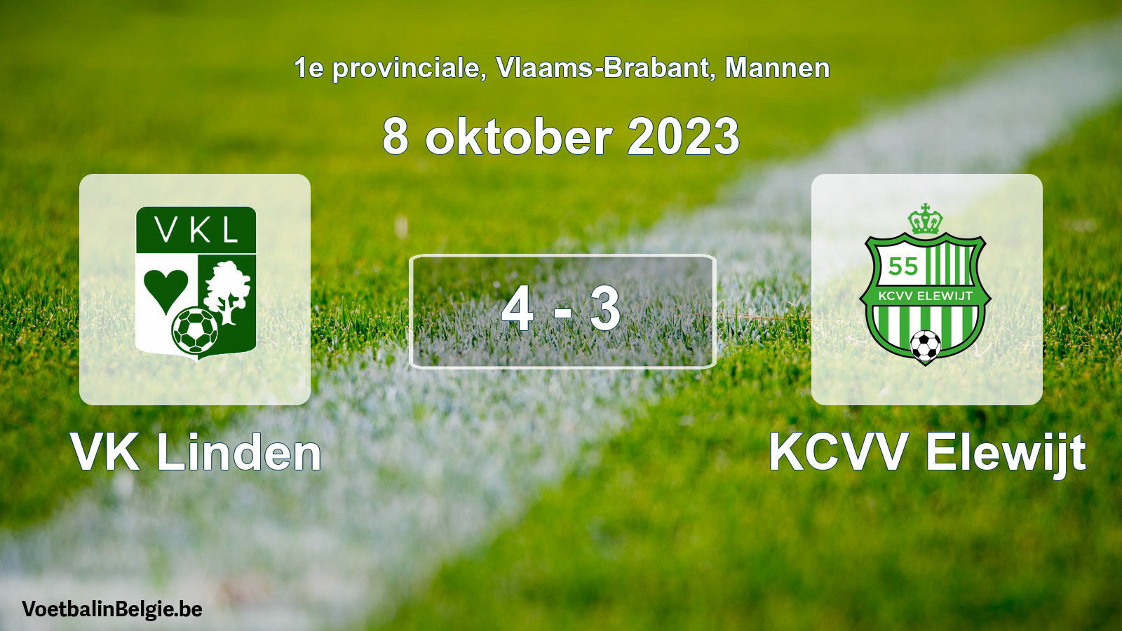 Gespeelde wedstrijd mannenvoetbal: VK Linden - KCVV Elewijt 4 - 3 (8 oktober 2023)