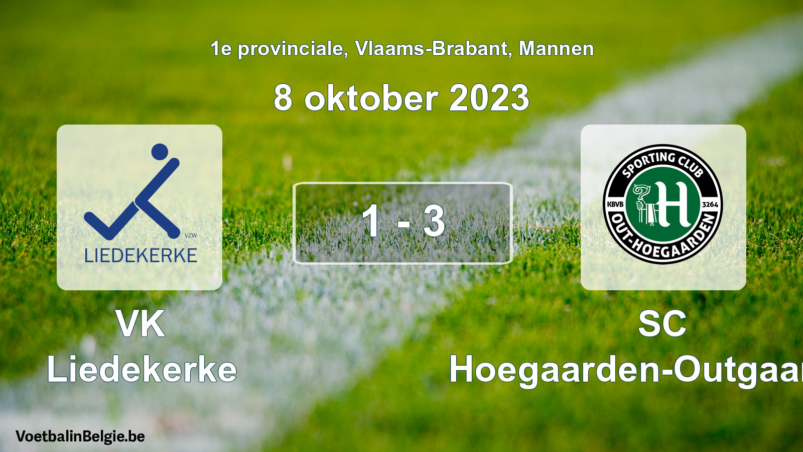 Gespeelde wedstrijd mannenvoetbal: VK Liedekerke - SC Hoegaarden-Outgaarden 1 - 3 (8 oktober 2023)