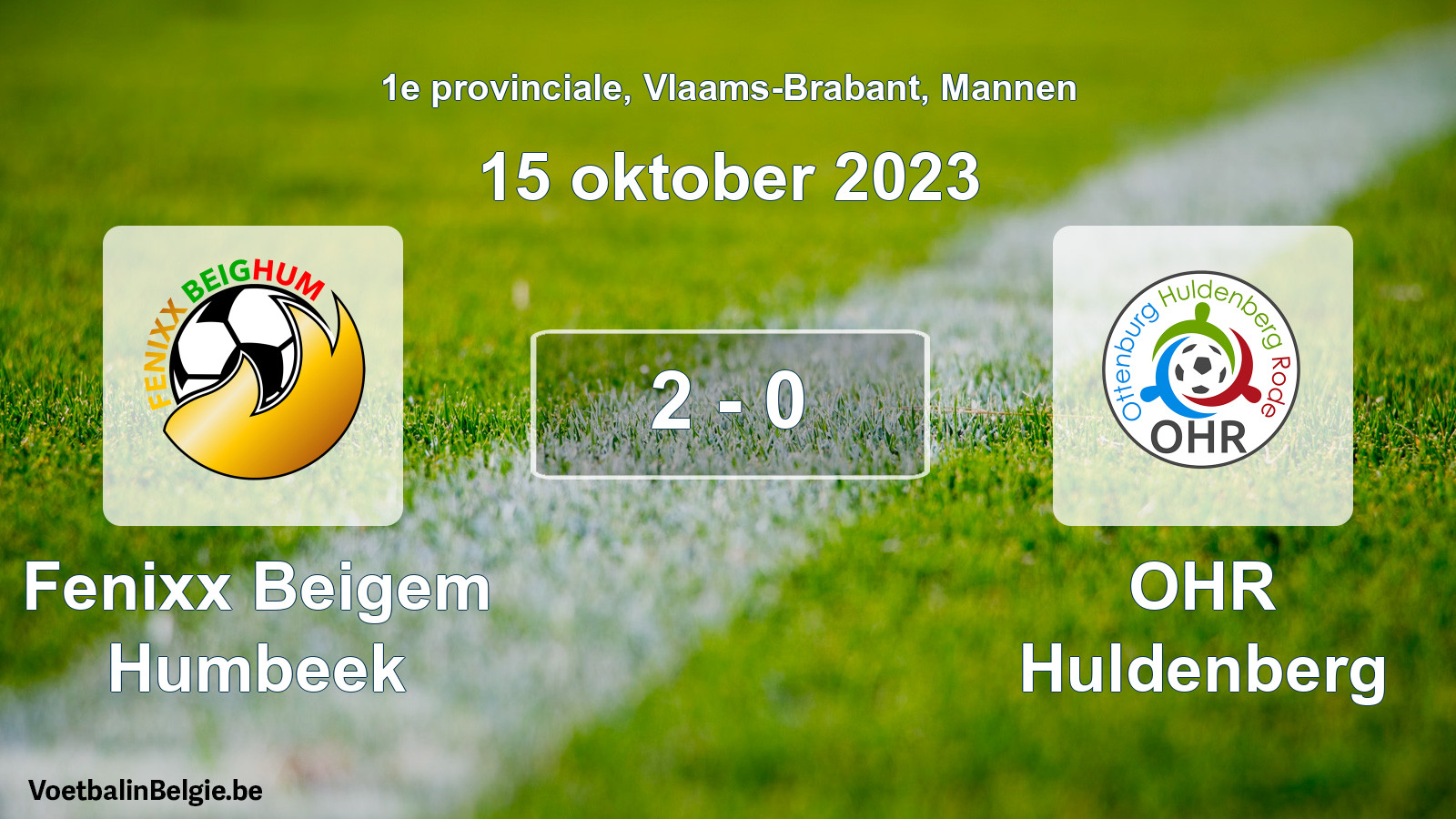 Gespeelde wedstrijd mannenvoetbal: Fenixx Beigem Humbeek - OHR Huldenberg 2 - 0 (15 oktober 2023)