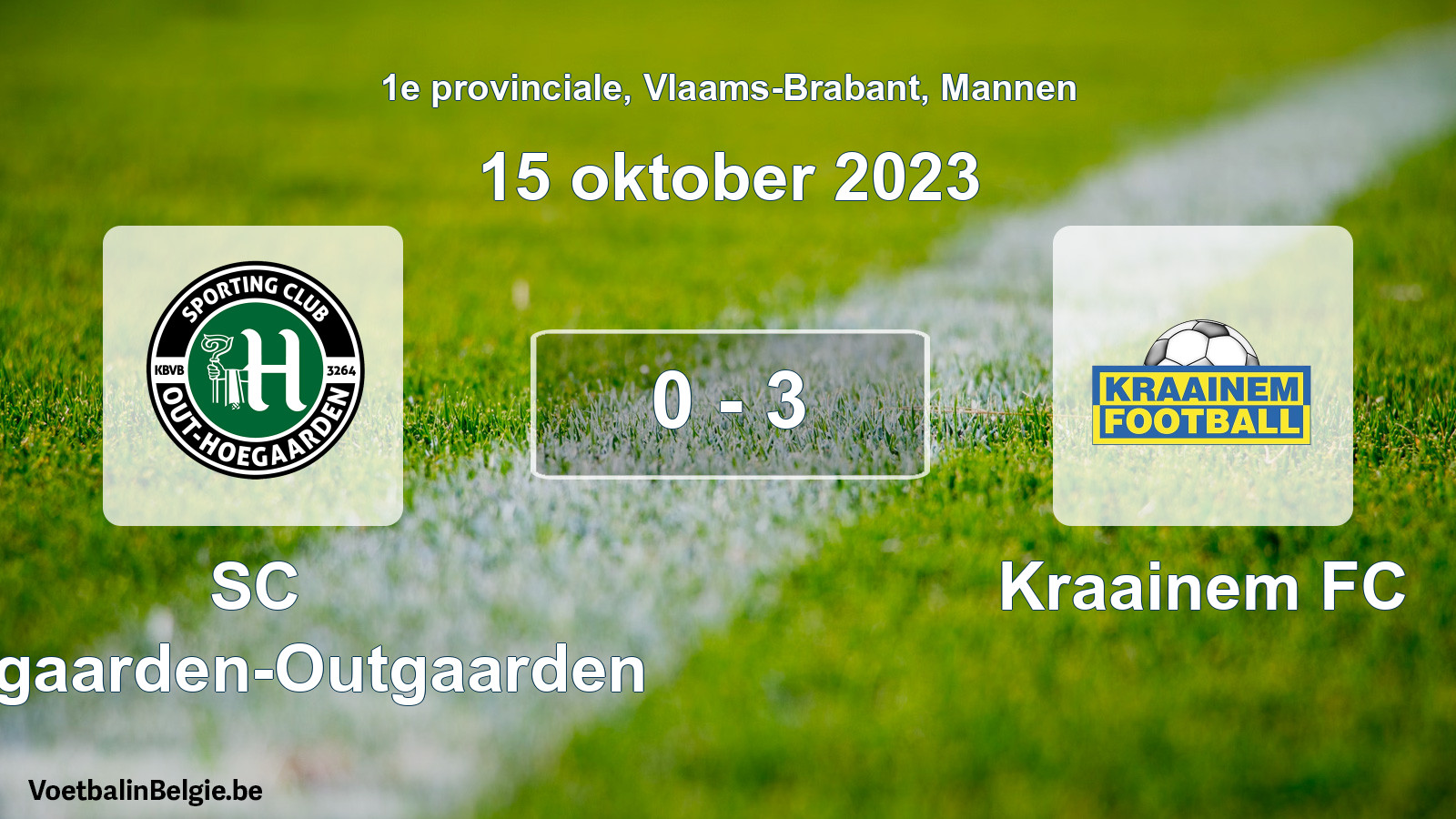 Gespeelde wedstrijd mannenvoetbal: SC Hoegaarden-Outgaarden - Kraainem FC 0 - 3 (15 oktober 2023)
