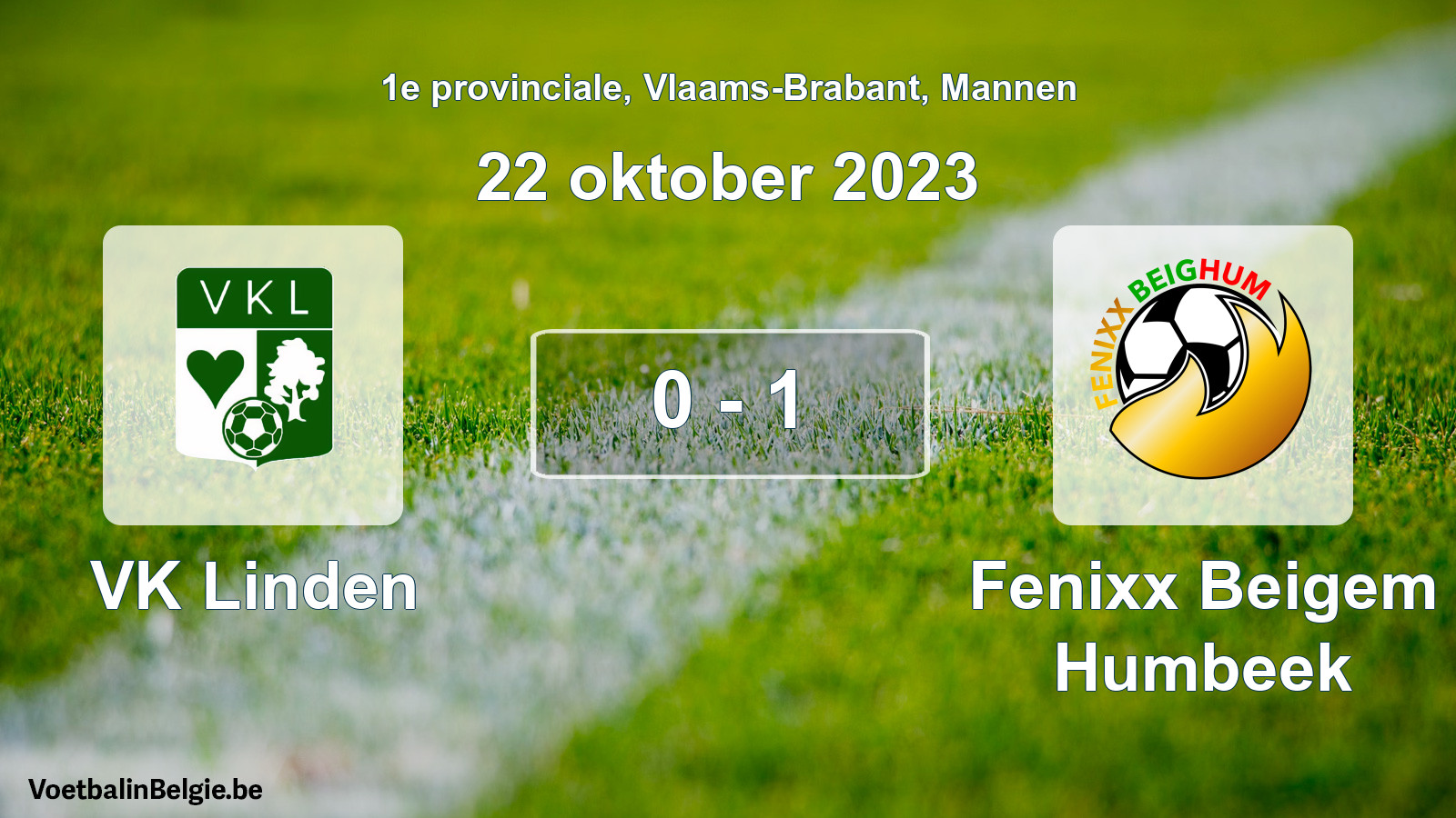 Gespeelde wedstrijd mannenvoetbal: VK Linden - Fenixx Beigem Humbeek 0 - 1 (22 oktober 2023)