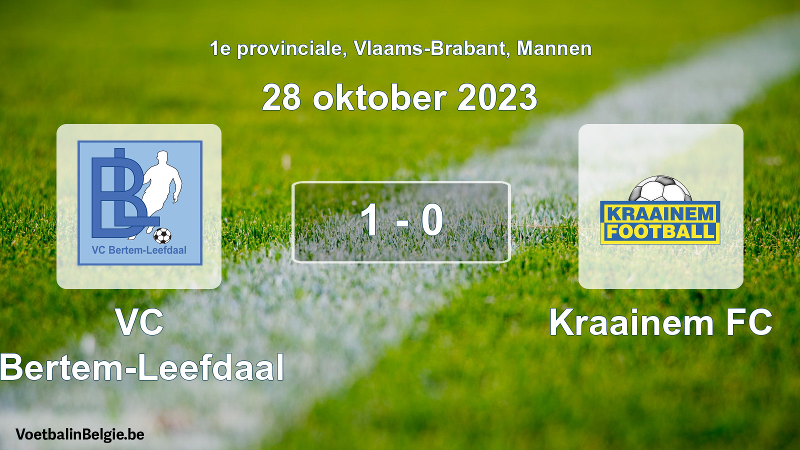 Gespeelde wedstrijd mannenvoetbal: VC Bertem-Leefdaal - Kraainem FC 1 - 0 (28 oktober 2023)