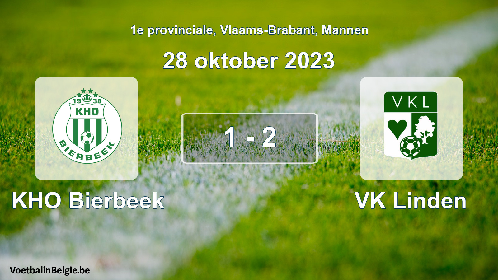 Gespeelde wedstrijd mannenvoetbal: KHO Bierbeek - VK Linden 1 - 2 (28 oktober 2023)