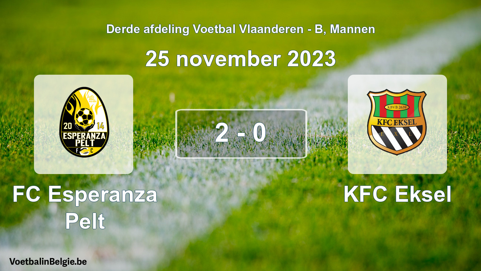 Gespeelde wedstrijd mannenvoetbal: FC Esperanza Pelt - KFC Eksel 2 - 0 (25 november 2023)