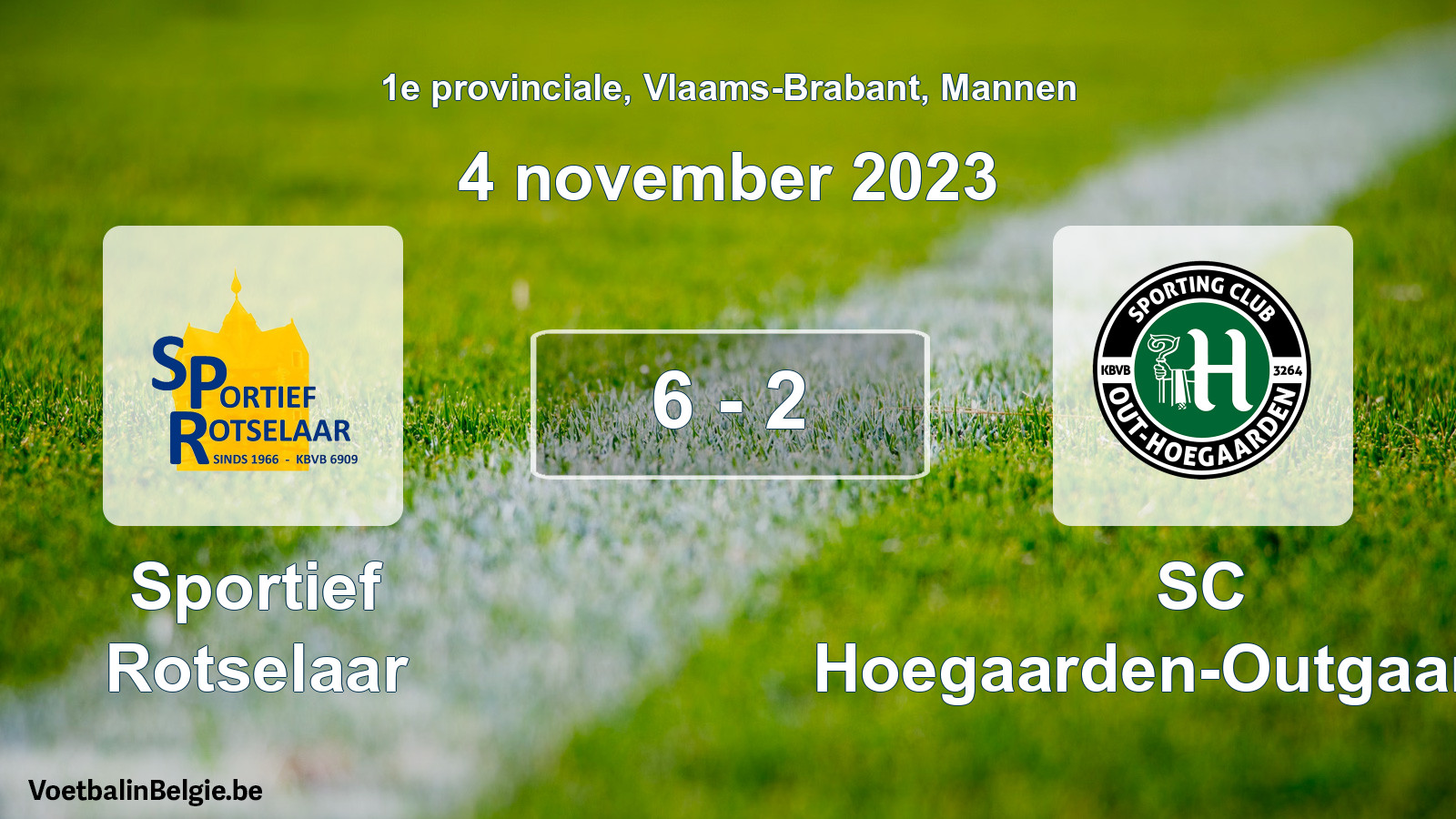 Gespieltes Spiel männer-Fußball: Sportief Rotselaar - SC Hoegaarden-Outgaarden 6 - 2 (4 November 2023)