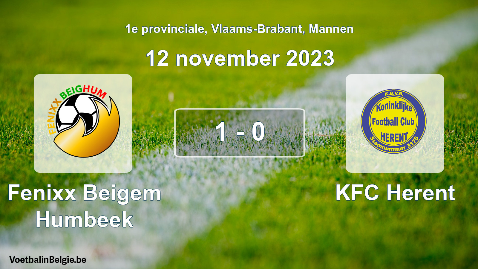 Gespeelde wedstrijd mannenvoetbal: Fenixx Beigem Humbeek - KFC Herent 1 - 0 (12 november 2023)